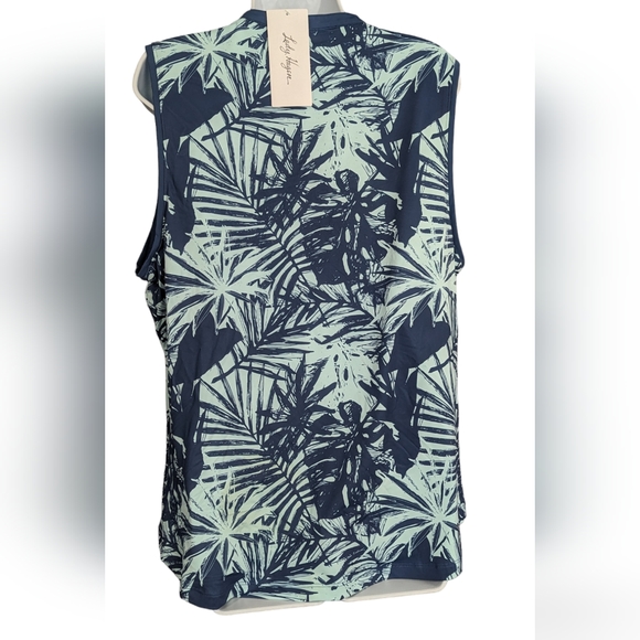 Lady Hagen Tropical Print Blue Palm Tree Sleeveless Polo size XXL Women's NWT - Picture 9 of 11